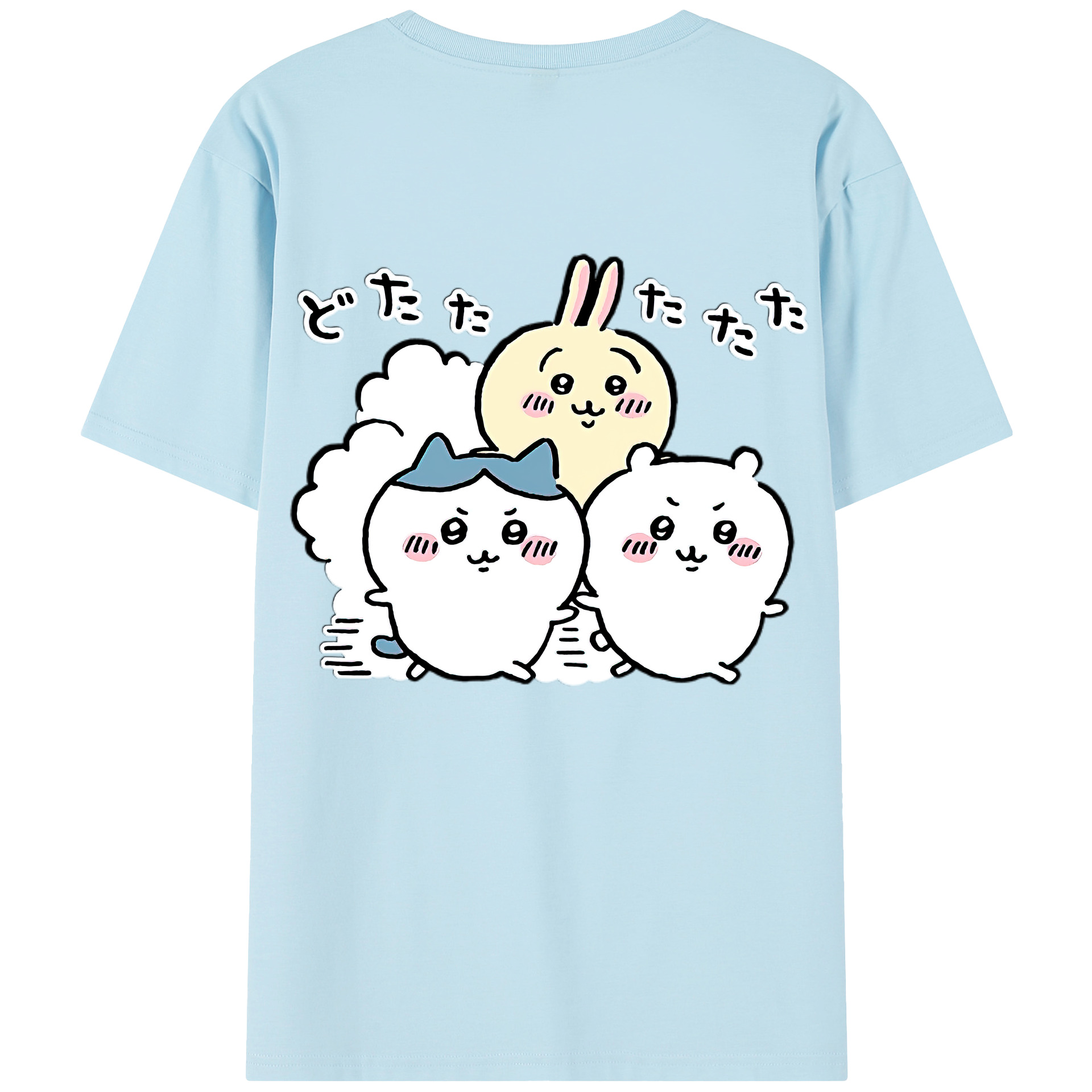 （画像用） ちいかわ ハチワレ Chii-kawa hachiware 綿100％半袖Tシャツ（背面プリント）